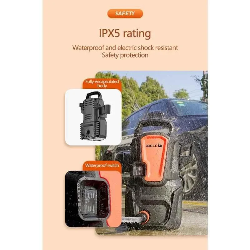 iBELL 100bar 6lpm 1300W Universal Motor Black and Orange High Pressure Washer with Accessories Wind20 image-3