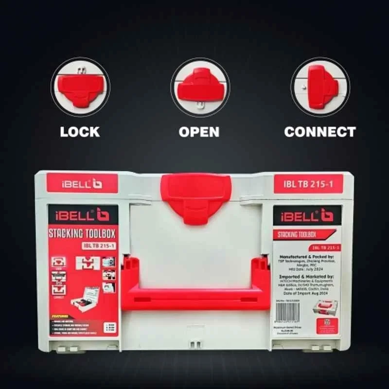 iBELL 39x30x21.5cm Polycarbonate and Plastic Stackable Tool Storage Box TB215-1 image-2