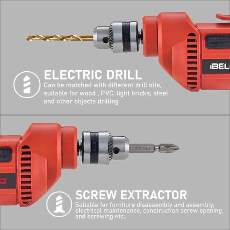 iBELL 10mm 500W Red Electric Drill IBL ED10-30 image-4