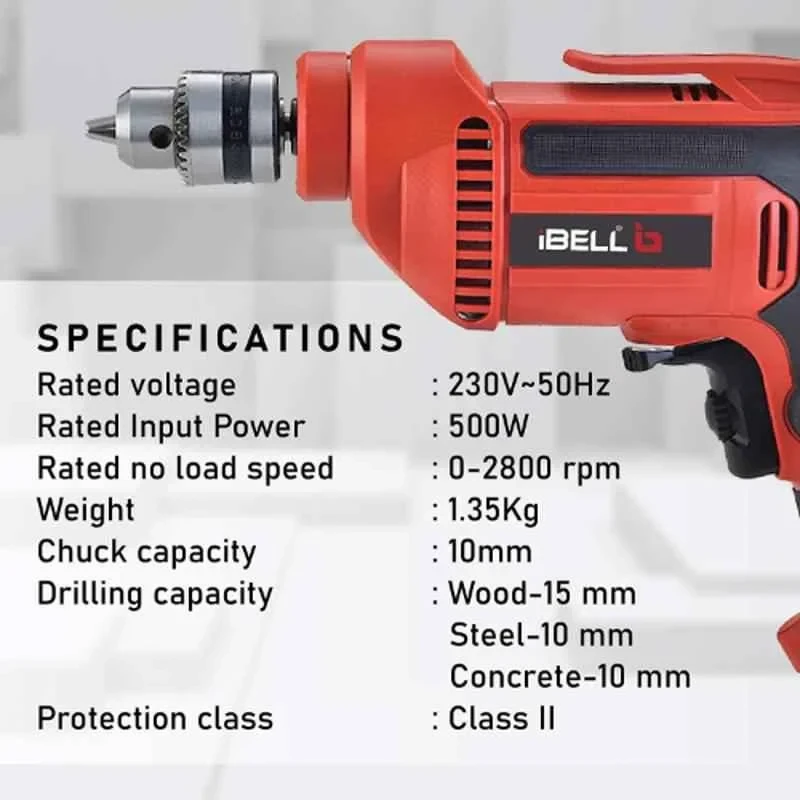 iBELL 10mm 500W Red Electric Drill IBL ED10-30 image-6