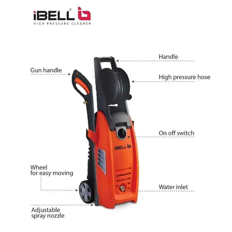 iBELL 140bar 7lpm 1800W Induction Motor Black and Orange High Pressure Washer with Accessories Wind79 image-2