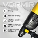 iBELL 500W SDS Plus Heavy Duty Rotary Hammer Drill with Safety Clutch 2 Functions Vibration Control Vormir VRH20-25 image-3