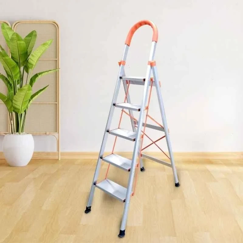 iBELL 150kg 5 Step Aluminium Heavy-Duty Foldable Ladder with Anti-Slip Wide Pedals JY105 image-2