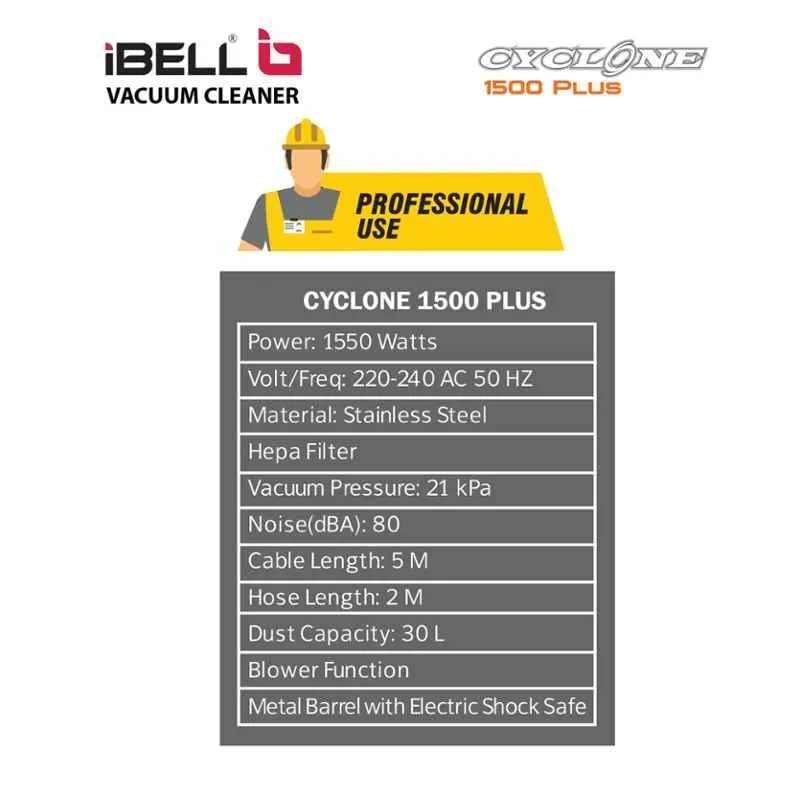 iBELL 1550W Wet/Dry Vacuum Cleaner