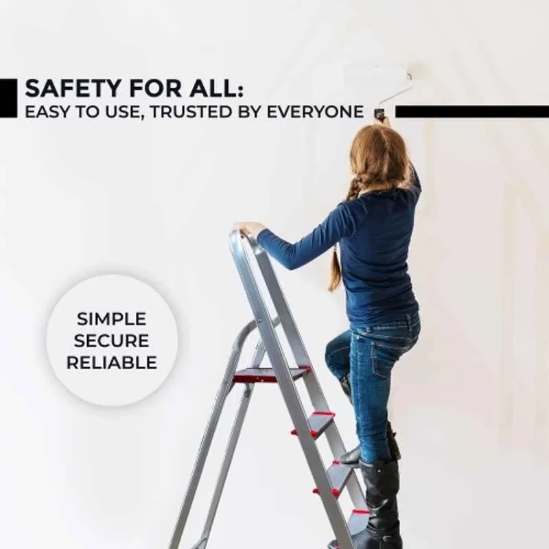 iBELL 5 Step Aluminium Foldable Ladder for Home with Sure Hinge Technology JY005 image-3