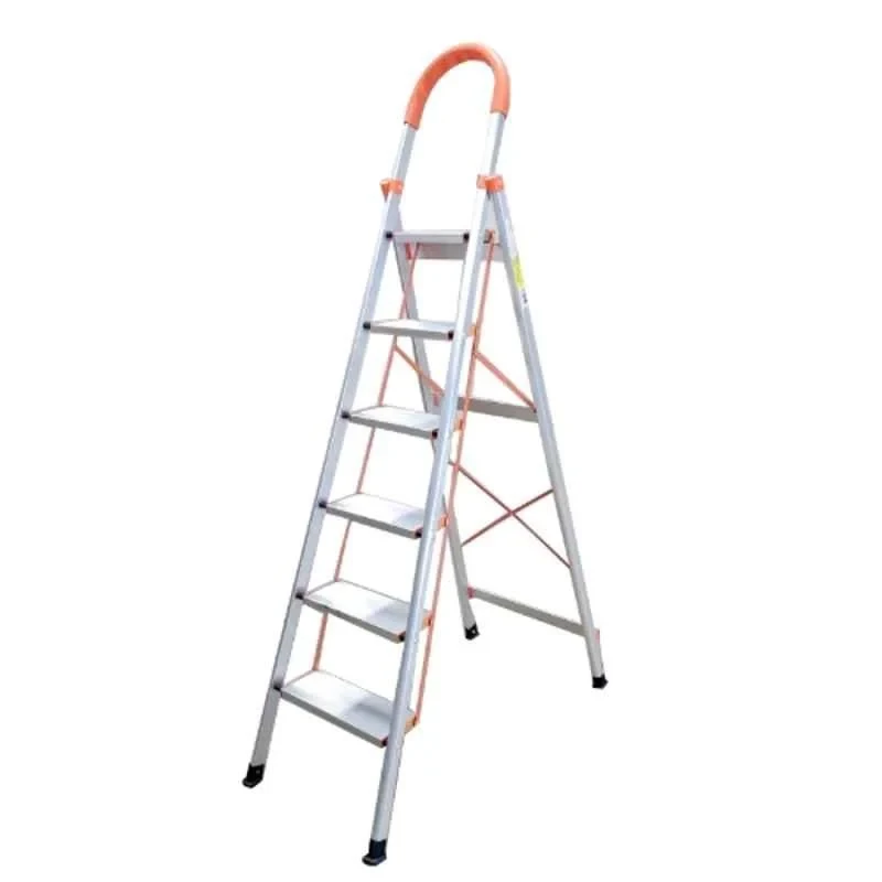 iBELL 150kg 6 Step Aluminium Heavy-Duty Foldable Ladder with Anti-Slip Wide Pedals JY106 image-1