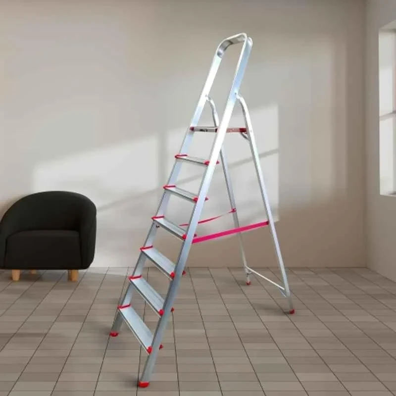 iBELL 7 Step Aluminium Foldable Ladder for Home with Sure Hinge Technology JY007 image-2