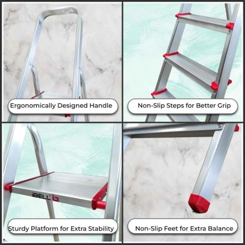 iBELL 7 Step Aluminium Foldable Ladder for Home with Sure Hinge Technology JY007 image-3