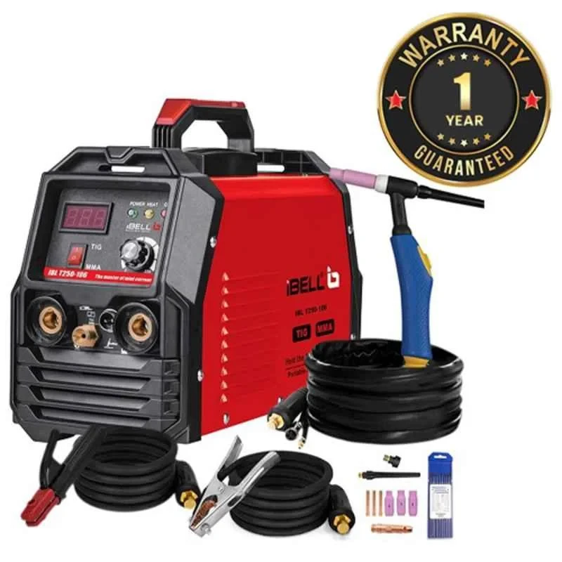 iBELL 250A Red Inverter IGBT TIG MMA Welding Machine with 10 Pcs Tungsten Rods All Accessories T250-106 image-2