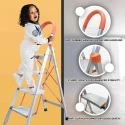 iBELL 150kg 4 Step Aluminium Heavy-Duty Foldable Ladder with Anti-Slip Wide Pedals JY104 image-5