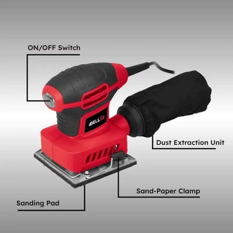 iBELL 14000rpm 240W Red Palm Sander with Sand Paper & Dust Collector Pad Size: 110x100 mm IBL PS24-14 image-3