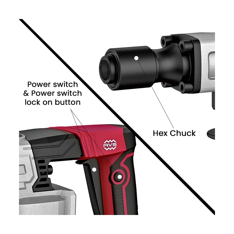 iBELL 6.5kg 1300W Demolition Hammer with Anti Vibration Control Handle DH20-30 image-4