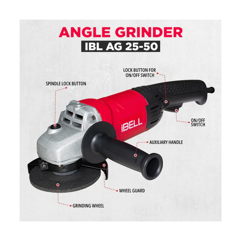 iBELL 1400W 9000rpm 125mm Angle Grinder with Side Handle & Guard AG25-50 image-2