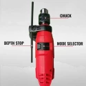 iBELL 750W 2300rpm Red Impact Drill with 2 Selector Mode ID13-23 image-2