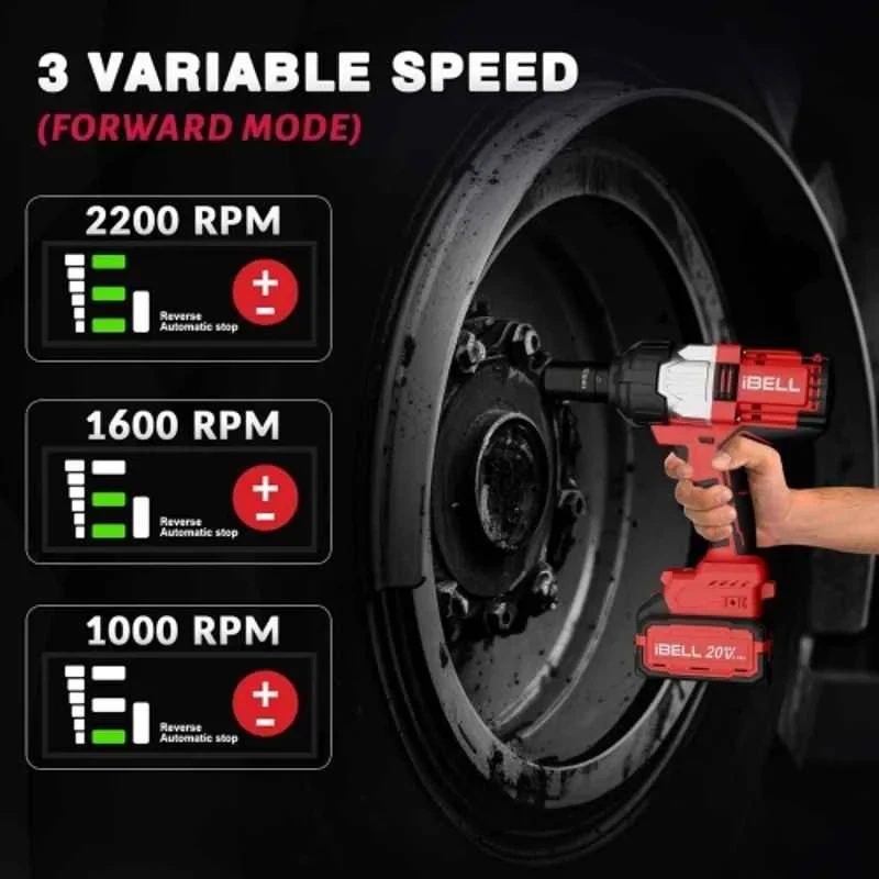 iBELL 1000Nm 20V Max Cordless Brushless Impact Wrench with Li-ion Battery & Charger BW1000 image-4