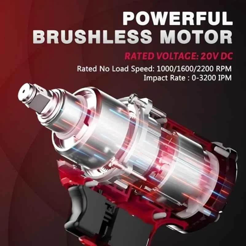 iBELL 1000Nm 20V Max Cordless Brushless Impact Wrench with Li-ion Battery & Charger BW1000 image-7