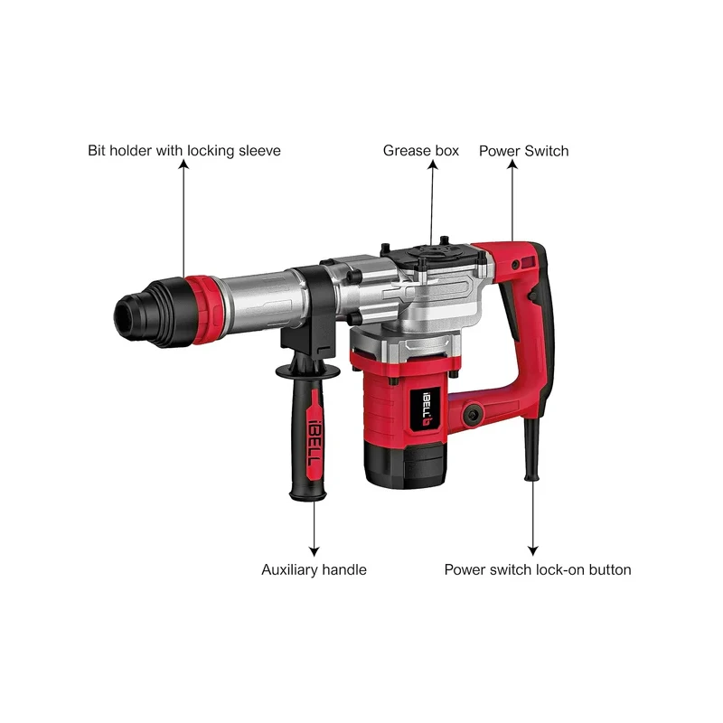 iBELL 6.8kg 1500W Demolition Hammer with Anti Vibration Control Handle DH20-45 image-3