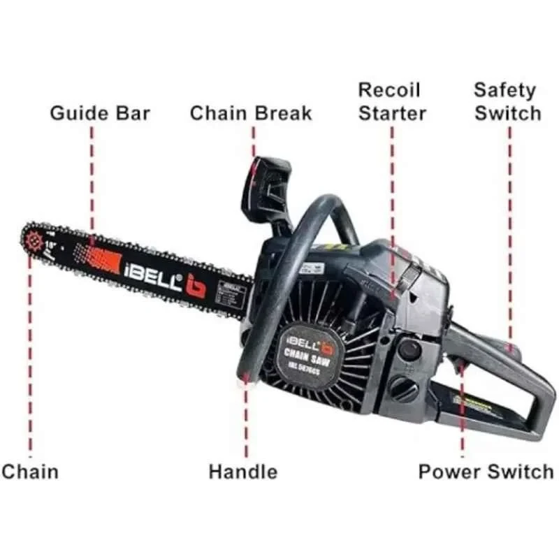 iBELL 18 inch 2.7kW 58CC Black Gasoline Operated Chain Saw 5876CS image-5