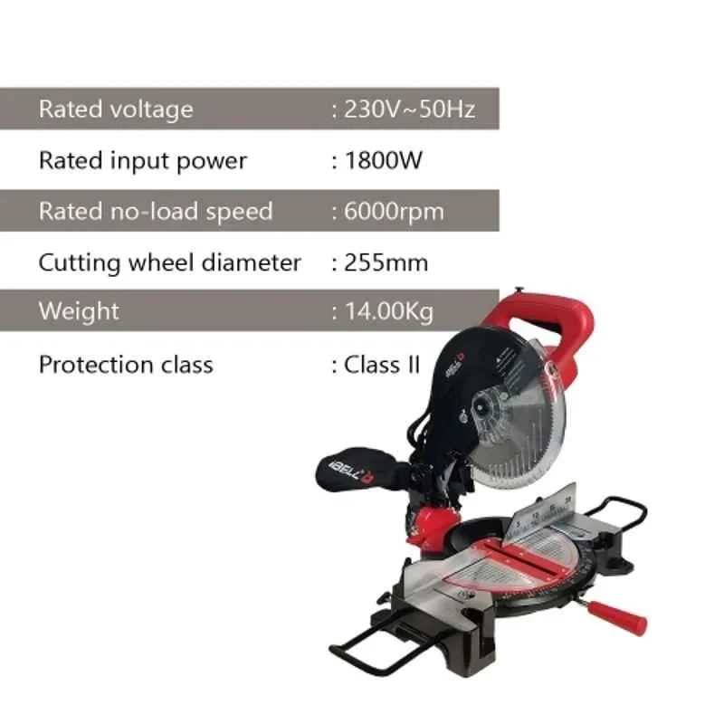 iBELL 1800W 6000rpm 10 inch Compound Mitre Saw with Adjustable Angles MS25-18 image-2