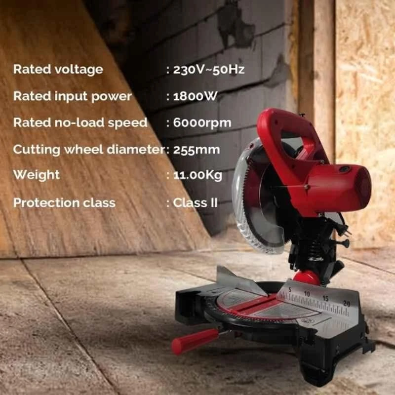 iBELL 1800W 6000rpm 10 inch Compound Mitre Saw with Adjustable Angles MS25-18 image-5