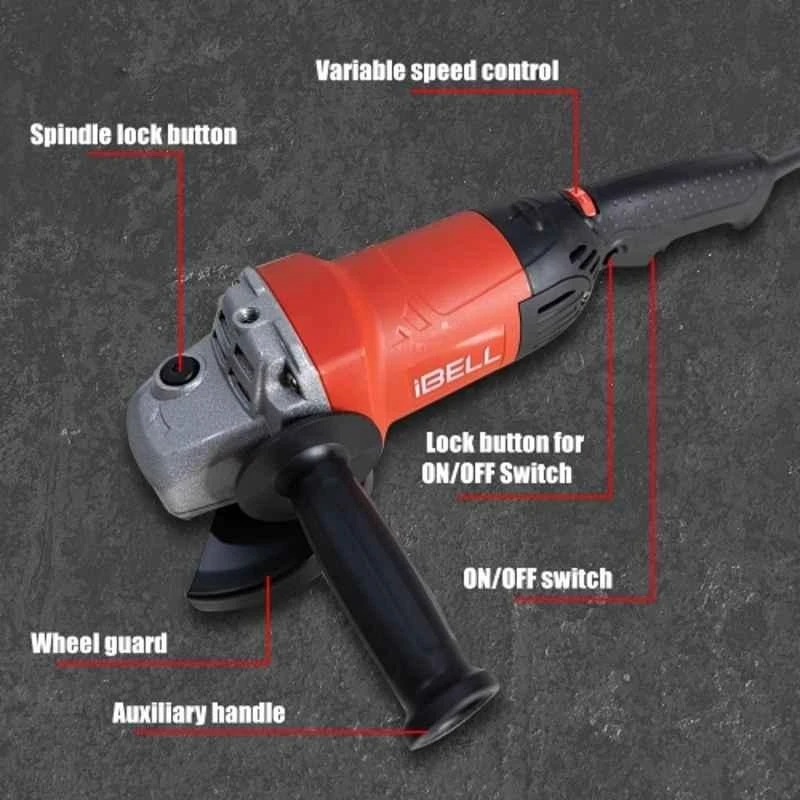 iBELL 1400W 500-9000rpm 125mm Angle Grinder with Side Handle & Guard AG25-50S image-3