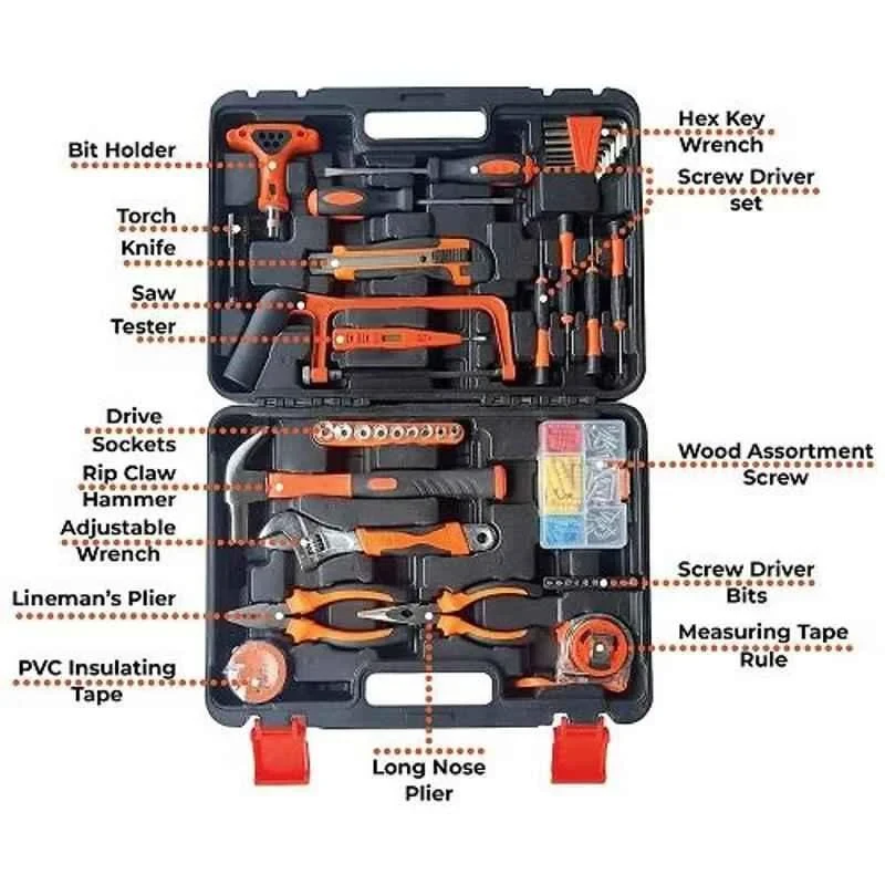 iBELL 145 Pcs Socket Alloy Steel Hand Tool Kit with Plastic Toolbox Storage Case TB145-9 image-2