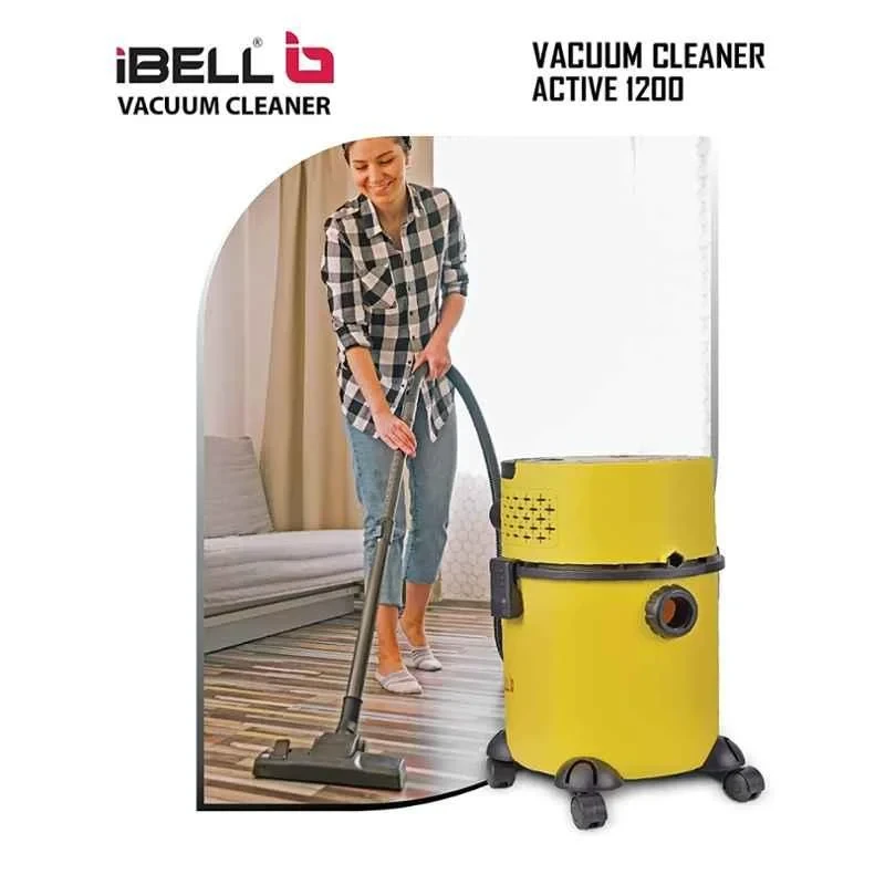 iBELL 1200W 17kPa 20L Plastic Yellow HEPA Canister Wet & Dry Vacuum Cleaner Active1200 image-4