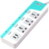 iBELL 2500W ABS White 3 Way Plug Board with 2 USB Socket & 5m Cord SG3245M
