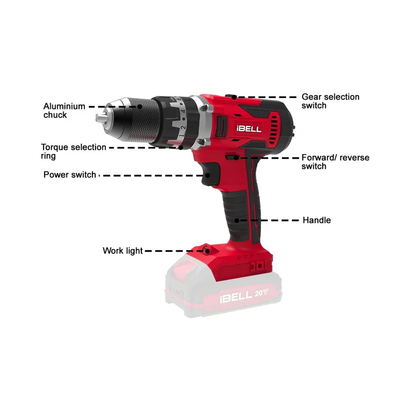 iBELL 20V 55Nm Cordless Impact Drill with 4Ah Battery & Charger CD20-55 image-2