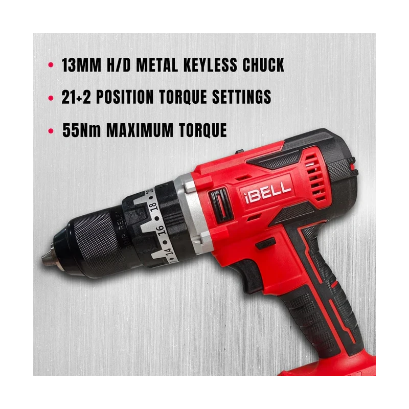 iBELL 20V 55Nm Cordless Impact Drill with 4Ah Battery & Charger CD20-55 image-4