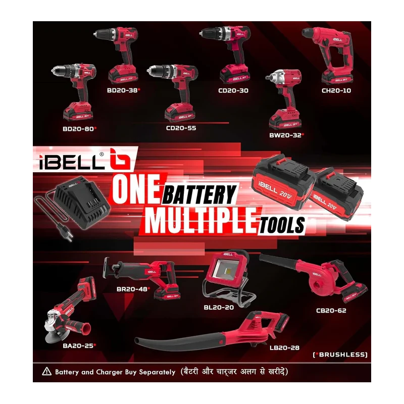 iBELL 20V 55Nm Cordless Impact Drill with 4Ah Battery & Charger CD20-55 image-6