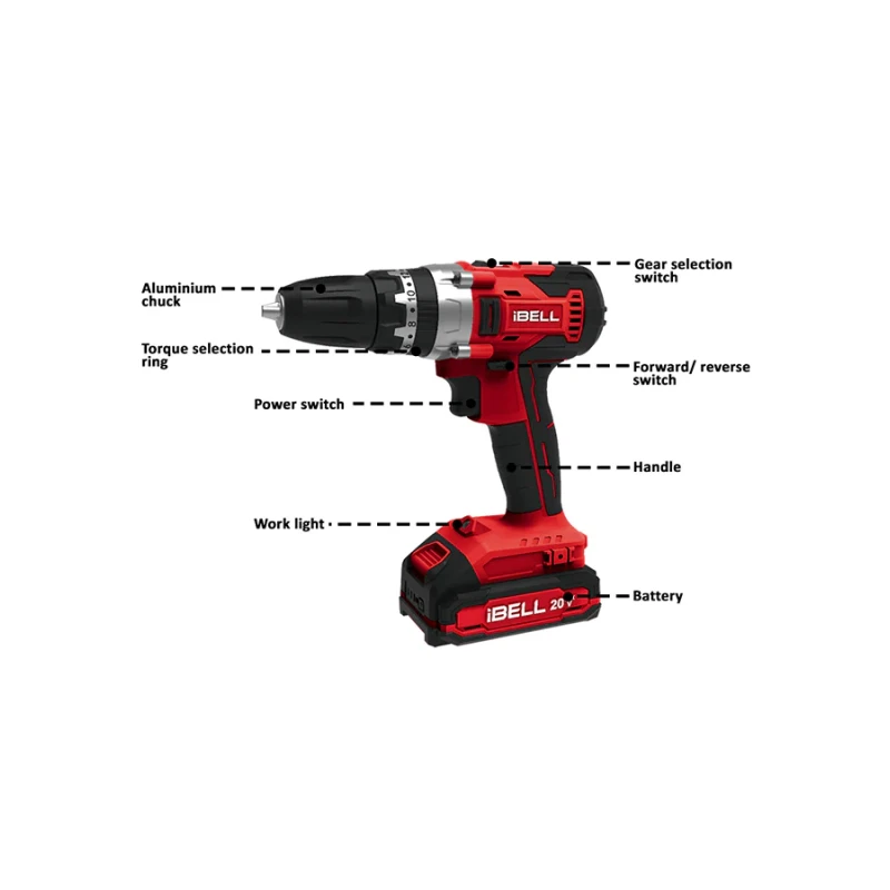 iBELL 20V 30Nm 1450rpm Cordless Impact Drill with Charger & 2Ah Battery CD20-30 image-5