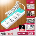 iBELL 2500W White ABS 3 Way Socket with 2 USB Spike Guard SG324X image-5