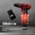 iBELL 12V DC 1500mAh Red Cordless Driver Drill with 1 Pc Charger 2 Pcs Battery & 32 Pcs Accessories IBL CD12-74 image-6