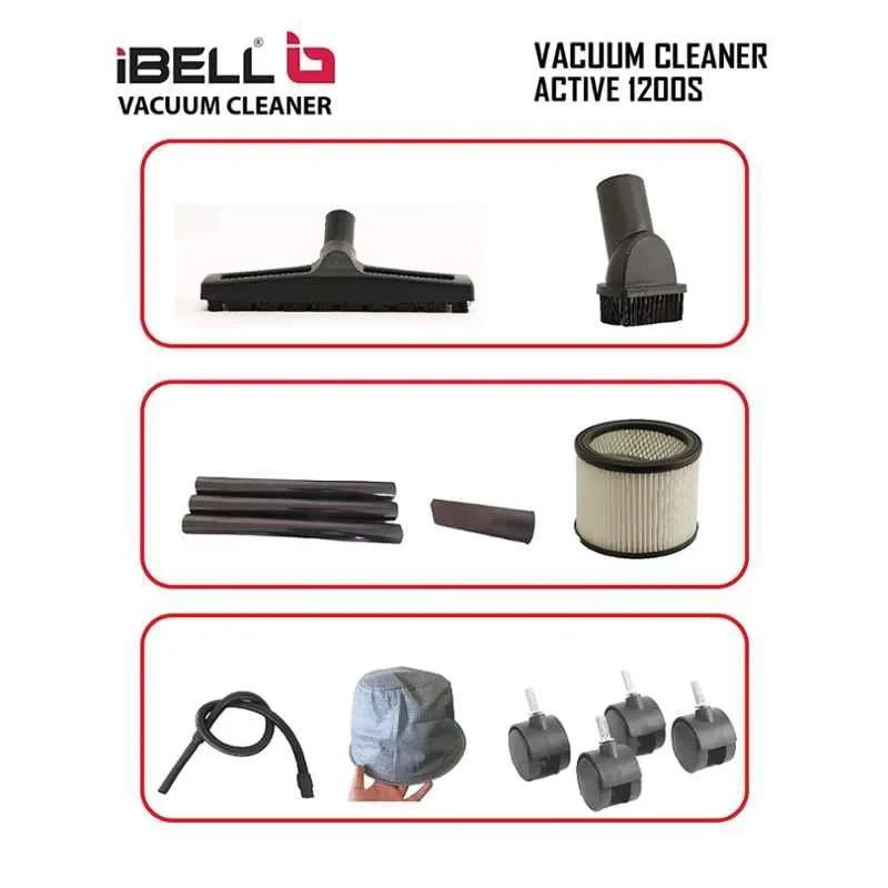 iBELL 1200W 17kPa 20L Stainless Steel Silver & Blue HEPA Canister Wet & Dry Vacuum Cleaner Active1200S image-2