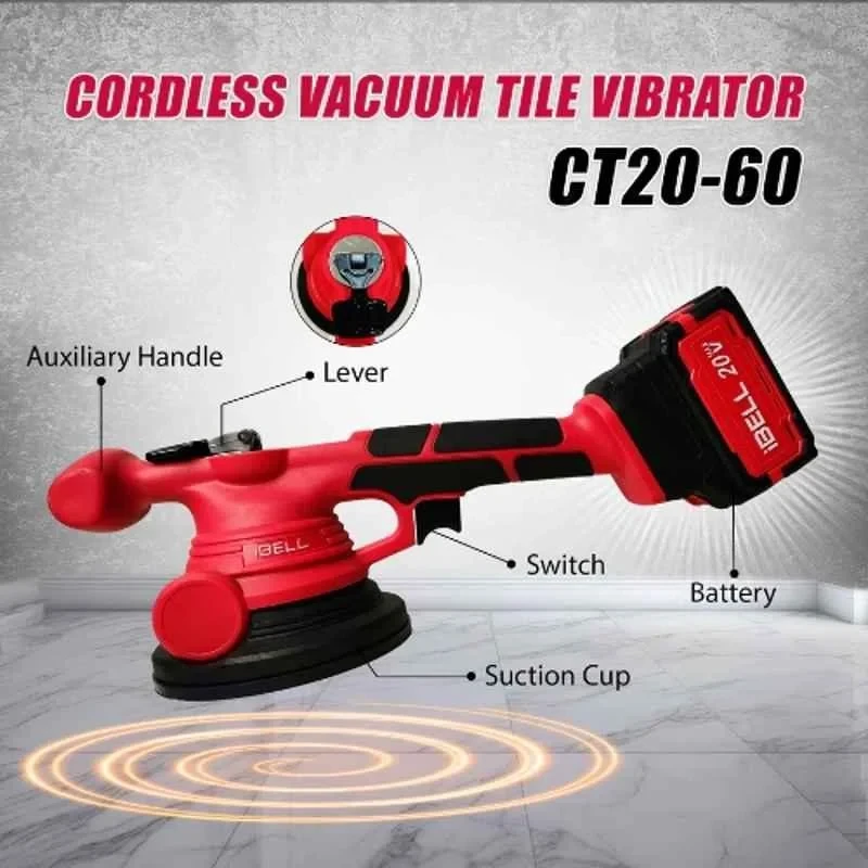 iBELL 150mm 0-15000rpm Cordless Tile Vibrator with 2Ah Battery & Charger CT20-60 image-5