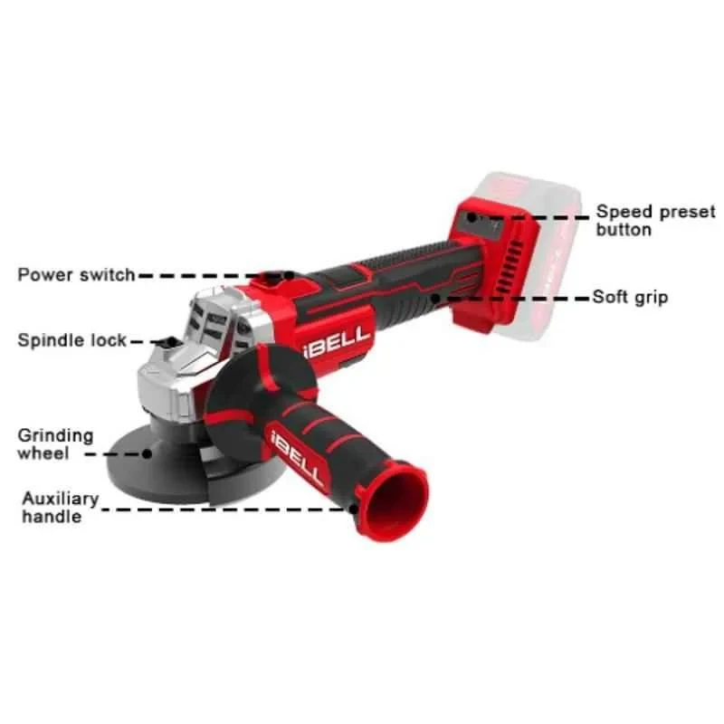 iBELL Brushless Cordless Angle Grinder Battery & Charger not Included BA20-25 OPS image-2