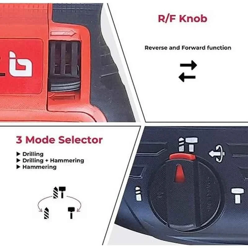 iBELL 26mm 780W Heavy Duty Rotary Hammer Drill RH26-26 image-3
