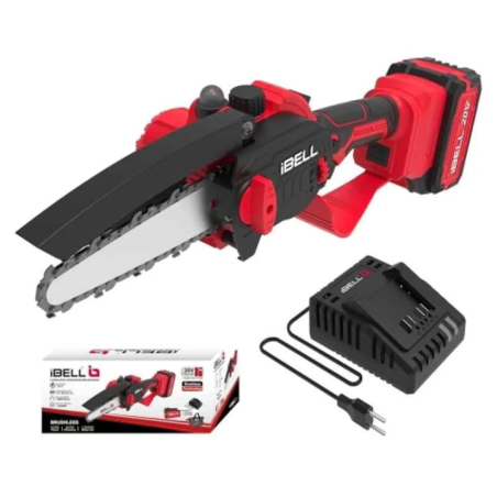 iBELL 600W 8 inch Battery Operated Brushless Cordless Chain Saw with 4Ah Battery & Charger BS20-08 image-1