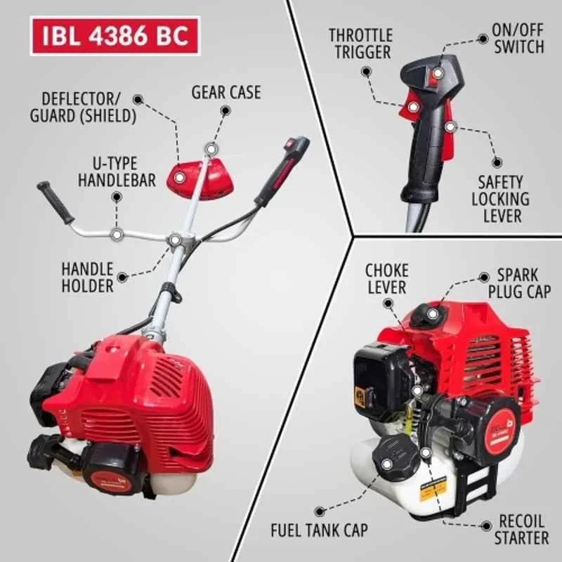 iBELL 2kW 2 Stroke Red Gasoline Brush Cutter with 28mm Shaft 4386BC image-3