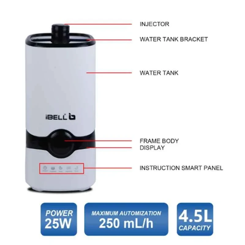 iBELL 25W 4.5L White Humidifier & Essential Oil Aroma Diffuser with Cool Mist HU450RB image-3