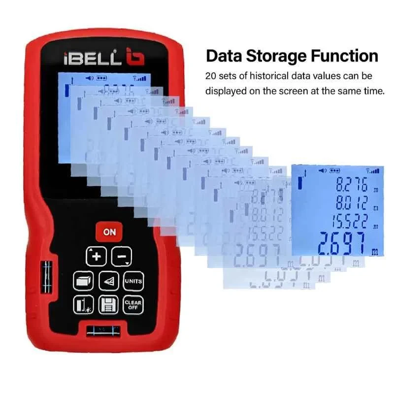 iBELL 40m 1.5V Laser Distance Meter with Backlit LCD