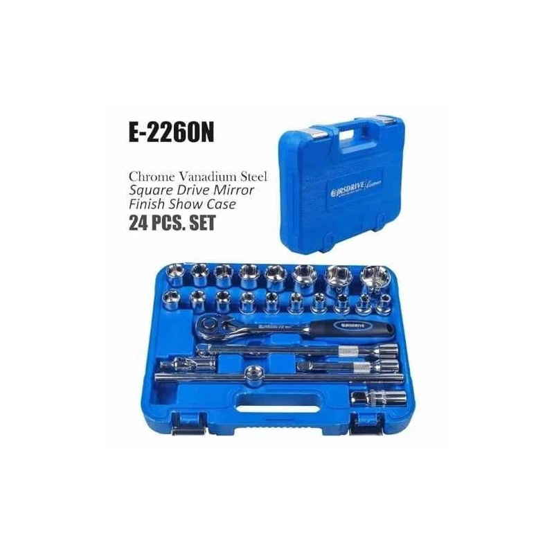 Eastman 24 Pcs 1/2 inch Chrome Vanadium Steel Drive Socket Set image-5