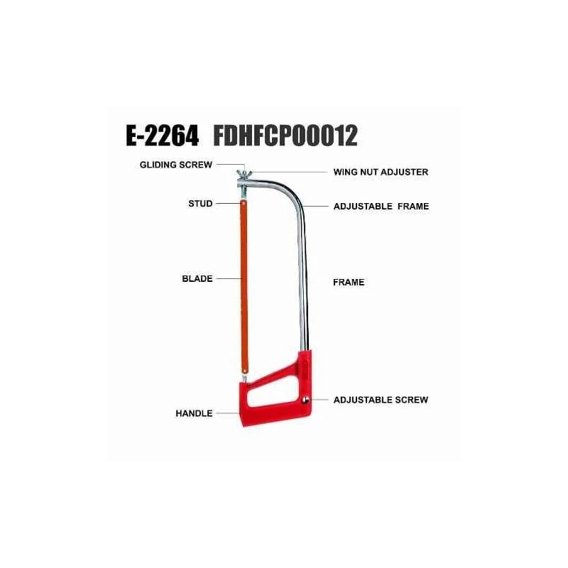 Eastman E-2264 12 inch Steel Frame & ABS Red Hacksaw Frame image-3