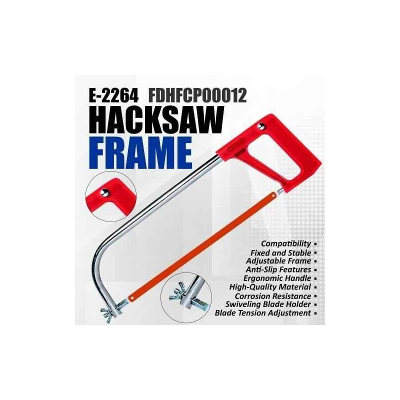 Eastman E-2264 12 inch Steel Frame & ABS Red Hacksaw Frame image-4