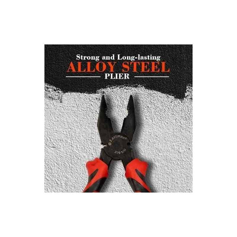 Eastman 8 inch Alloy Steel Black & Red Combination Plier image-1