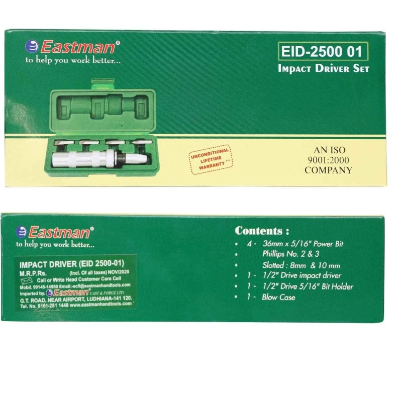 Eastman EID-2500 4 Pcs Silver Chrome Vanadium Steel Impact Driver Set image-5