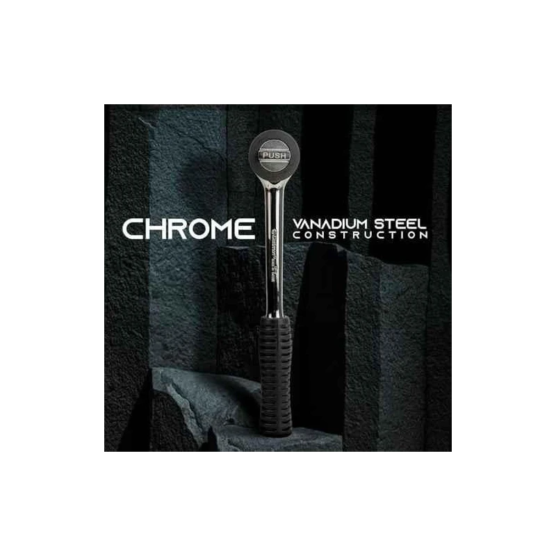 Eastman E-2204 1/4 inch 150mm Chrome Vanadium Round Head Ratchet Handle image-3