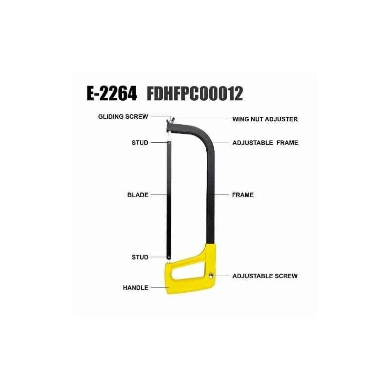 Eastman E-2264 12 inch Steel Frame & ABS Yellow Hacksaw Frame image-2