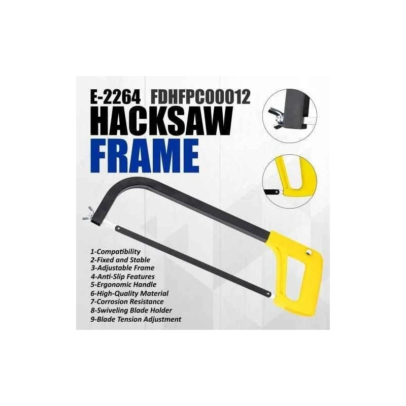 Eastman E-2264 12 inch Steel Frame & ABS Yellow Hacksaw Frame image-4